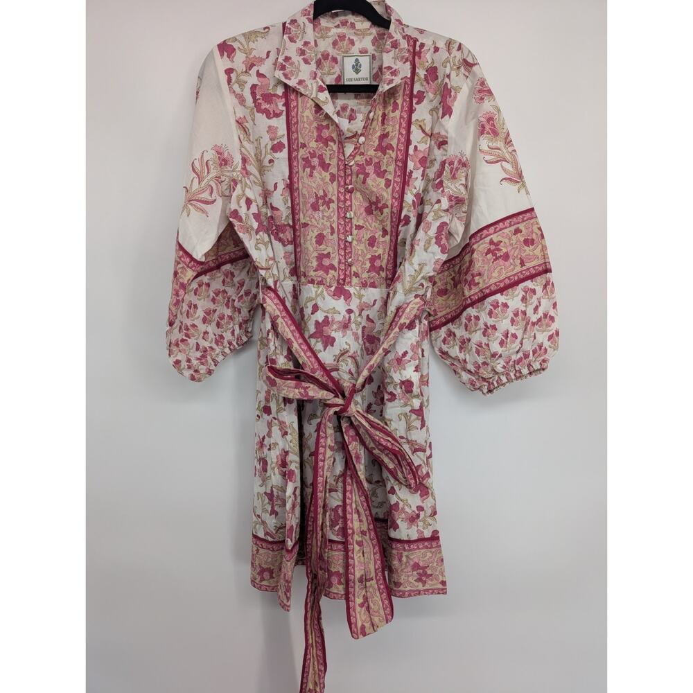 NWD Sue Sartor Long-Sleeve Flounce Mini Dress Size XL Pink Combo #MB438 - Picture 2 of 10